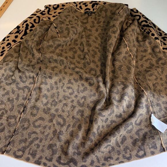 J Crew Cardigan Womens XS Extra Small Cheetah Wool Blend Open Front Sweater - Picture 7 of 13